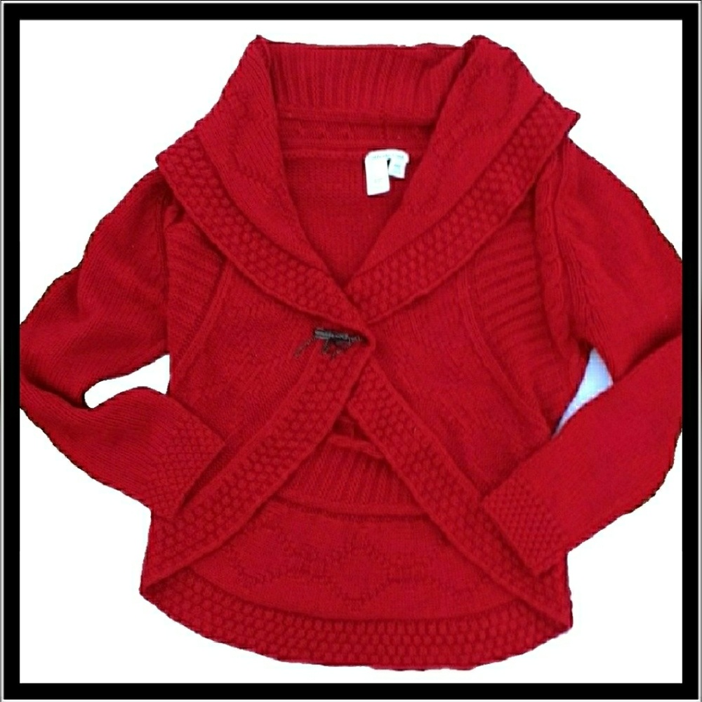 Coldwater Creek Fun Textured Red Cardigan